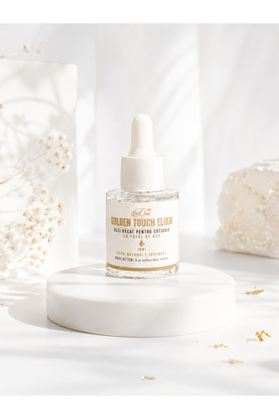 BeOne Cosmetics Golden Touch Elixir - Ulei uscat pentru cuticule cu fulgi de ...