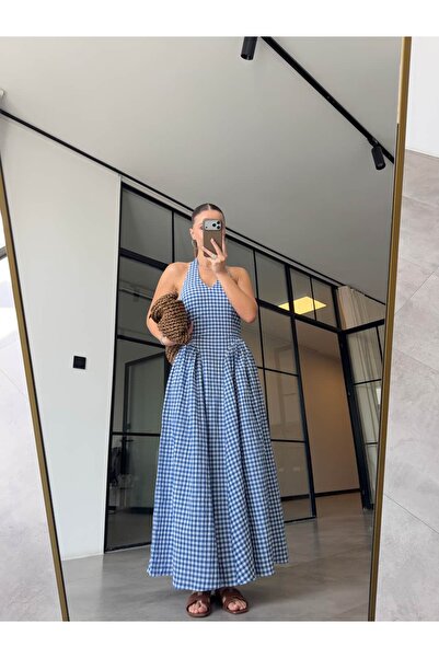 BB Bensu Buyruk Plaid Dress with Neck Tie