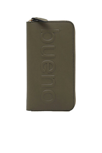 BUENO Khaki Leather Women's Wallet