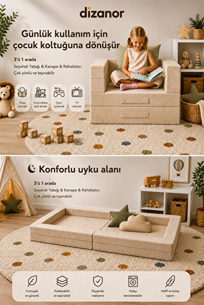 Dizanor CozyGo Katlanabilir Bebek ve Çocuk Koltuğu 3’ü 1 Arada Anti Slip Taba...