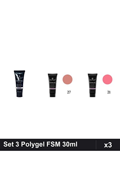 FSM Set 3 Polygel 30ml - Nr.14, Nr.27, Nr.21 - Constructie Unghii
