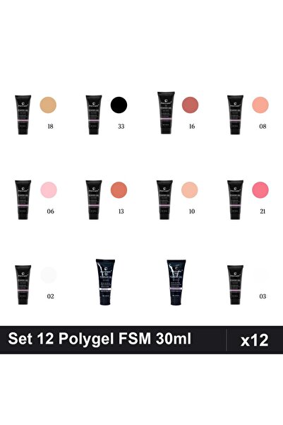 FSM Set 12 Polygel 30ml - Nr.02, Nr.03, Nr.06, Nr.08, Nr.10, Nr.13, Nr.16, Nr...