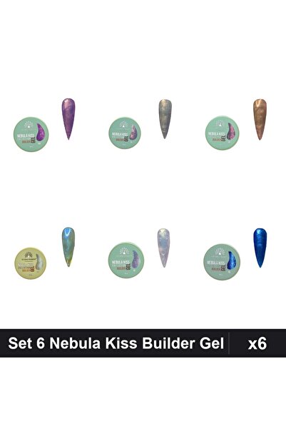 global fashion Set 6 Nebula Kiss Builder Gel 15g - Nr.02 Nr.04 Nr.08 Nr.10 Nr...