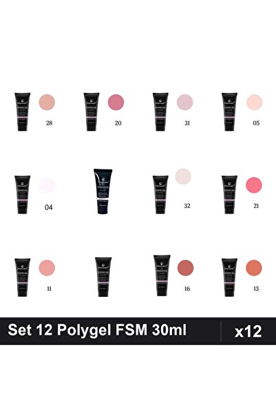 FSM Set 12 Polygel 30ml - Nr.01, Nr.04, Nr.05, Nr.11, Nr.13, Nr.16, Nr.17, Nr...