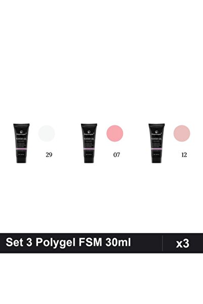 FSM Set 3 Polygel 30ml - Nr.29, Nr.07, Nr.12 - Construcție Unghii