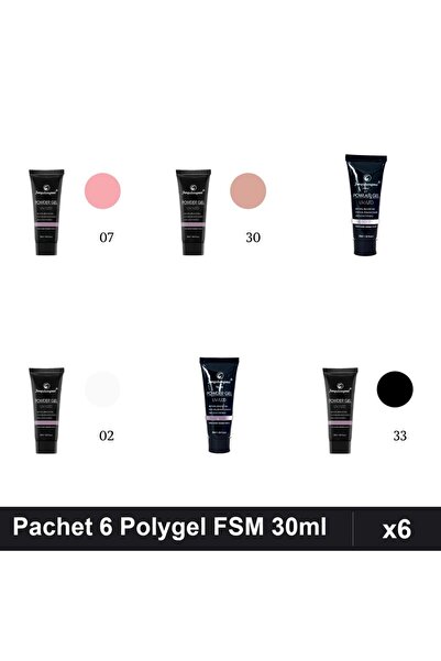 FSM Set 6 Polygel 30ml - Nr.07, Nr.30, Nr.17, Nr.02, Nr.15, Nr.33