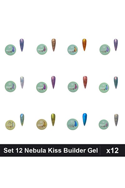 global fashion Set 12 Nebula Kiss Builder Gel 15g - Nr.02-15 Constructie Unghii