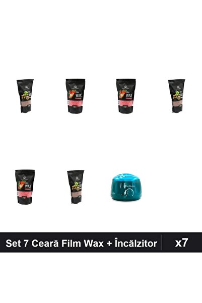 global fashion Set 7 Ceară Epilare Film Wax 450g + Încălzitor ProWax - Lemn S...