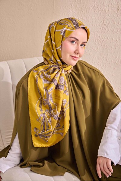 Silk Home Twill Silk Detailed Belt Scarf Yellow 90X90