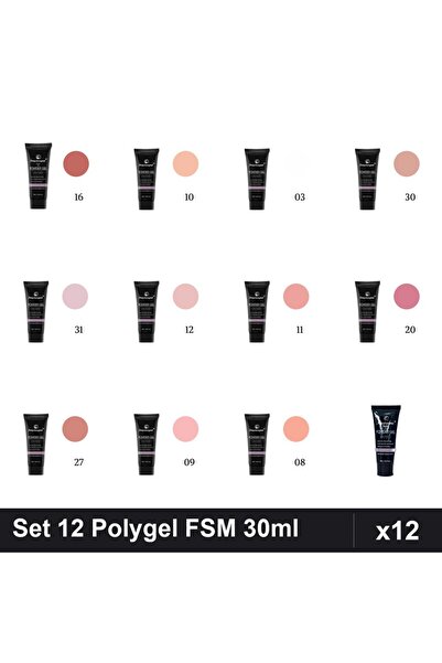 FSM Set 12 Polygel 30ml - Nr.03, Nr.08, Nr.09, Nr.10, Nr.11, Nr.12, Nr.16, Nr...