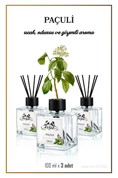Rosie 3'lü Paçuli Çubuklu Oda Kokusu 100 ml