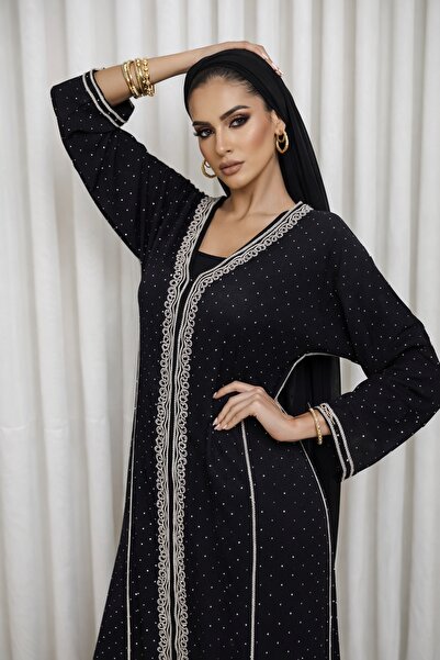 shahad fashion Luxurious Black Long Flowing Style Jalabiya with Embroidery Work