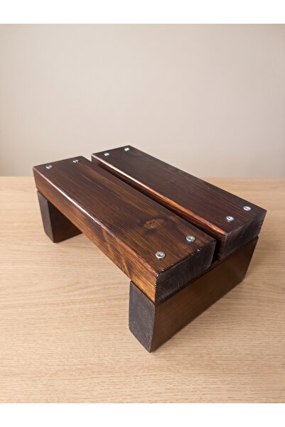 Nest WoodTr Doğal Ahşap Tek Katlı Basamak Tabure Yükseltici 30x25x15cm 1Adet