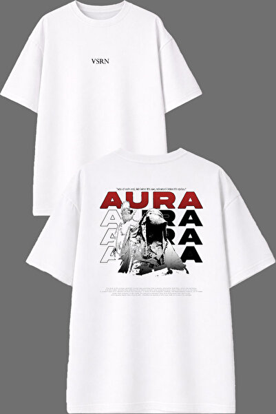 VSRN Aura Aura Design Tricou alb oversize cu imprimeu față și spate