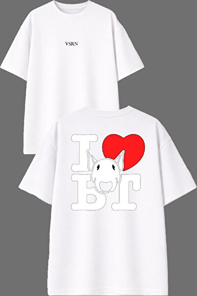 VSRN I Bt Design Front and Back Printed White Oversize T-Shirt