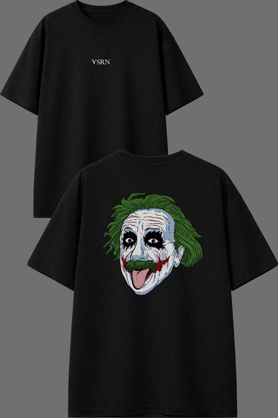 VSRN Μπλουζάκι Jokeins Design με στάμπα μπροστά και πίσω, μαύρο, oversized
