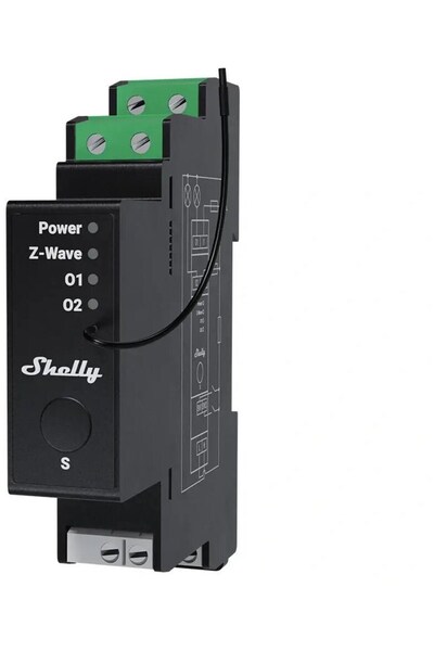 Shelly Controler dual-canal pentru șină DIN Z-Wave Wave Pro 2PM LR