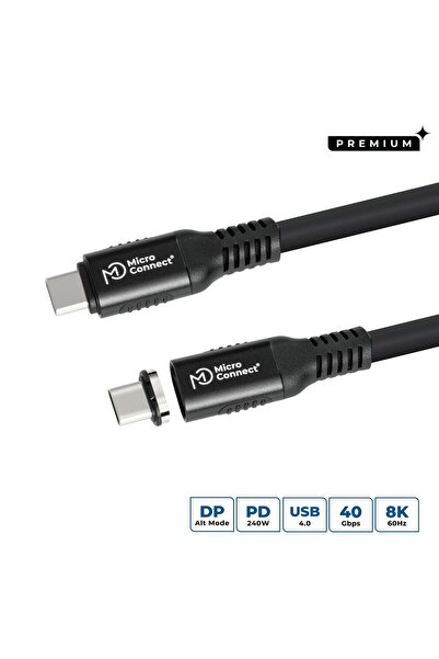 MicroConnect USB-C to USB-C cable 0,15m Premium magnetic Silicone, 240W, 8K, ...