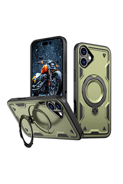 Hurtel Husă hibridă tip armură trendy cu MagSafe pentru iPhone 16 - Verde