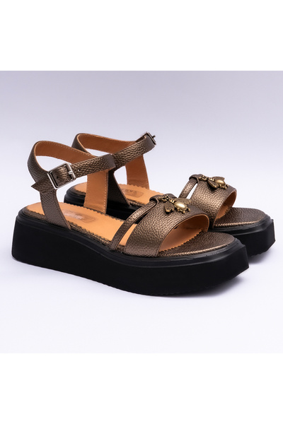 VAGAM Women 'Sandals Made of Natural Leather Bronze