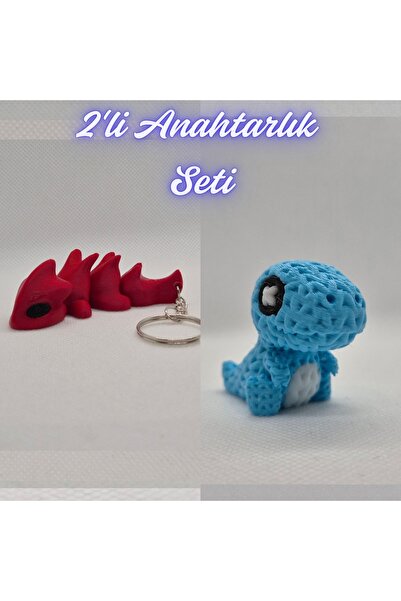 3DAtölyeMaker Fire Engine Red Flexible Dragon and Light Blue Knitted Pattern ...