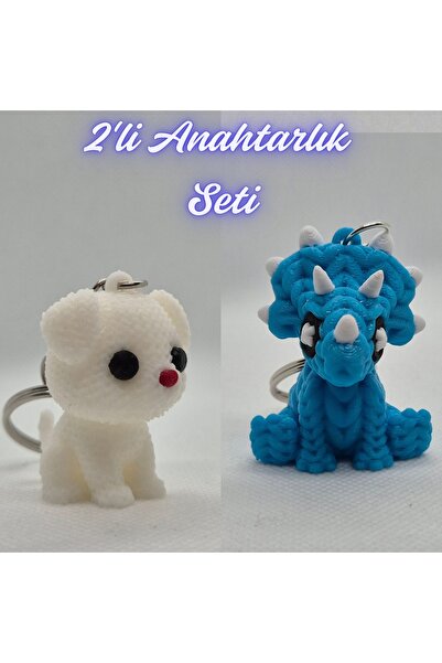 3DAtölyeMaker White Knitted Patterned Dog and Light Blue Knitted Pattern Tric...