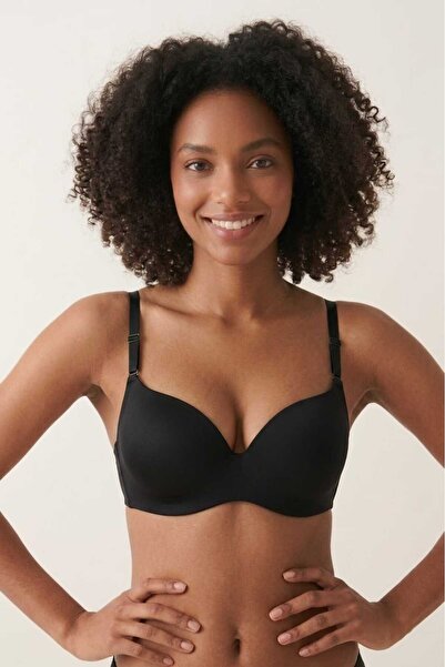 Brashop Sutien tip tricou, negru, de calitate premium, tăiat cu laser, fără c...