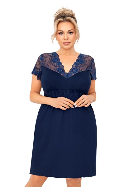 OEM Rochie de noapte din dantelă pentru femei - Livia plus size navy blue - 4...