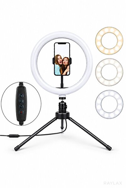 RAYLAX Ring Light 10 İnç LED Işıklı Telefon Tutucu Masa Ayaklı TikTok YouTube...
