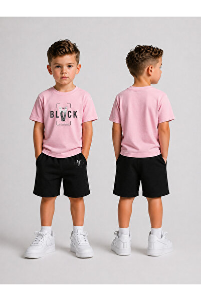 LORVEX Set tricou și pantaloni scurți pentru băieți, din bumbac imprimat, pen...