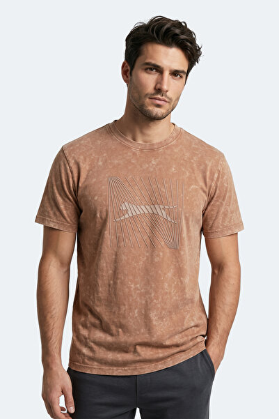 Slazenger Ανδρικό μπλουζάκι ZAIR με στάμπα σε χρώμα καμηλό