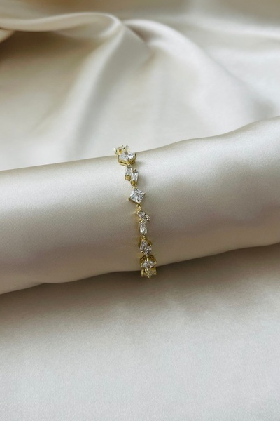 Xuping Dağınık Zirkon Taşlı 14K Çelik Bileklik 17 cm + 2 cm Ayarlanabilir