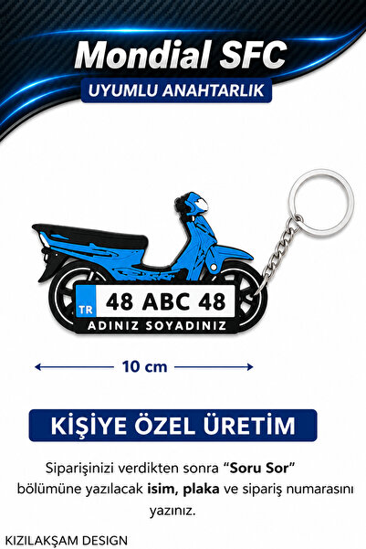 KIZILAKSAM Mondial SFC Motosiklet Uyumlu Kişiye Özel Hediyelik Motor Plaka An...