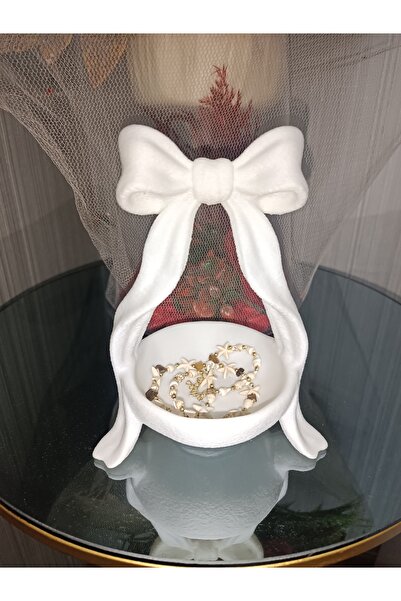 3D baskı dekoratif fiyonklu takı aksesuar standı 18 cm