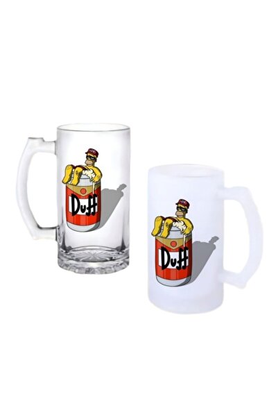 Ghostbastır Simpsons Duff Beer Glass with Handle, Available in Frosted or Cle...