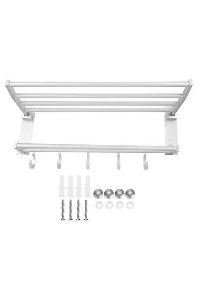 Choice as 40cm Shower Shelf Foldable Aluminum Bathroom Towel Coat Rack with 5...
