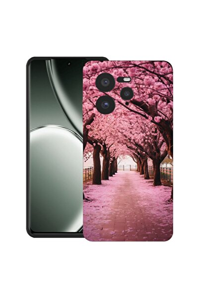 bestcase Калъф за Realme GT 7 Pro с дизайн на черешови дървета, TPU матов улт...