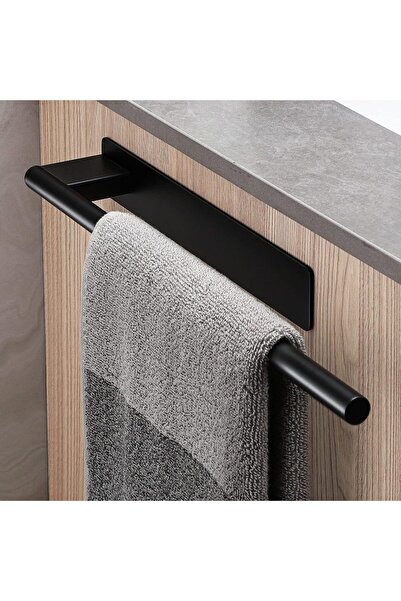 Choice Black 1 Bar Bathroom Towel Racks No Drill Double Adhesive Towel Bar St...