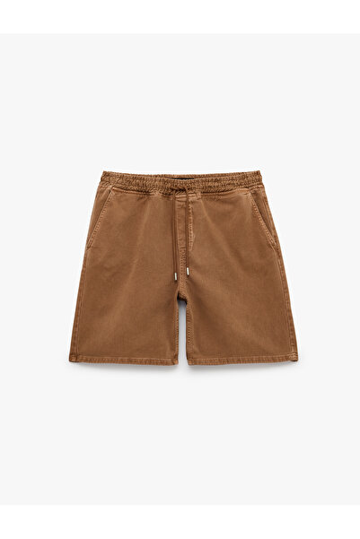 Koton Cotton Comfortable Fit Jogger Bermuda Jean Shorts with Lace-Up Waist