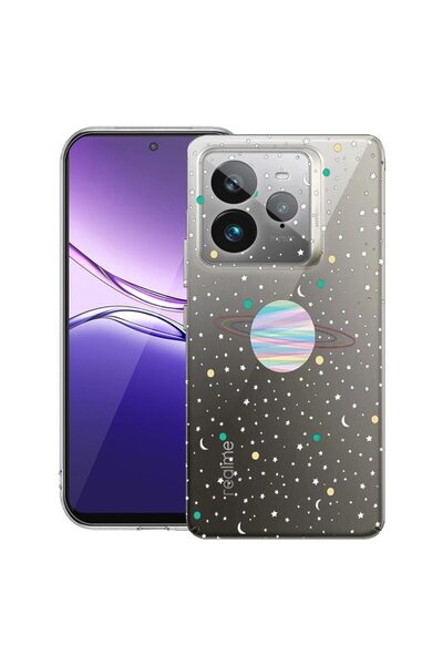 bestcase Калъф за Realme GT 7 Pro с дизайн Вселена, Прозрачен тънък силиконов...