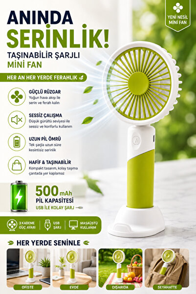 nextbuy Mini El Fanı Soğutucu Vantilatör Sessiz Pervane Güçlü Serinletici Taş...