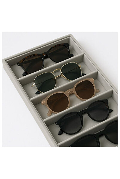 VonaHome Glasses Organizing Box - Suede Gray 6-Compartment Box with Compartme...
