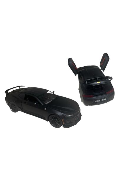 ADIRI SHOP Mașină metalică sport tip Chevrolet Camaro, negru mat, cu uși func...