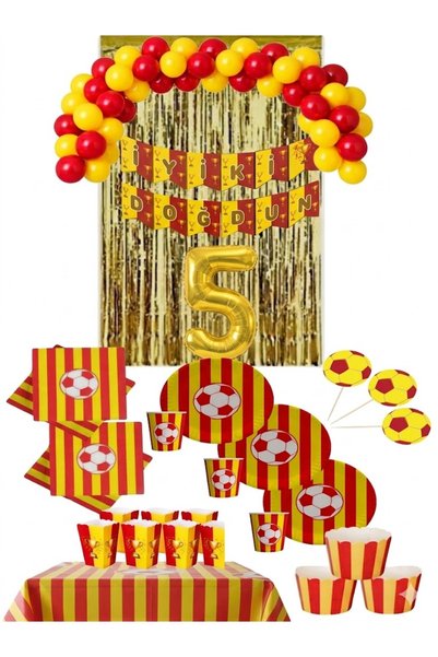 Mehca 16 Person Yellow Red (Gs) Folioed Birthday Concept for 5-Year-Olds