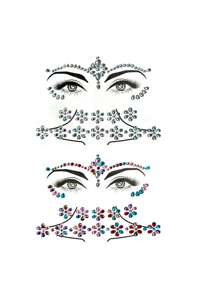 OEM Set 2 Stickere Autoadezive Fata, Gat si Piept, Cristale tip strass, Argin...