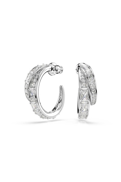 Swarovski Vienna halka küpeler, Karışık kesimler, Beyaz, Rodyum kaplama
