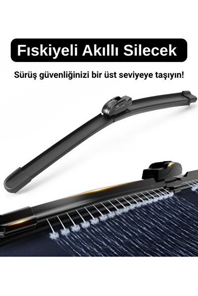 SOLEZON Maybach Tipi Akıllı Fıskiyeli Silecek Seti Görüş Kesmez Tıkanmaz Sist...