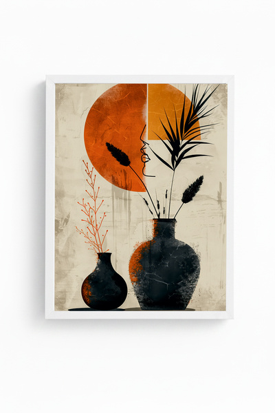 huhuli White Wooden Framed Abstract Painting I Huhu1249