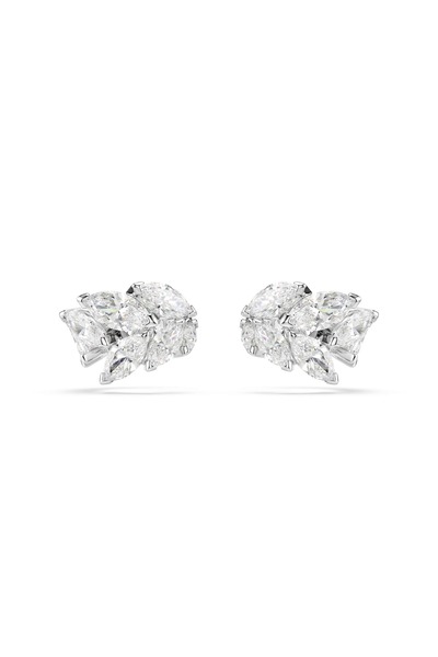 Swarovski Mesmera kelepçe küpe, Markiz kesim, Beyaz, Rodyum kaplama