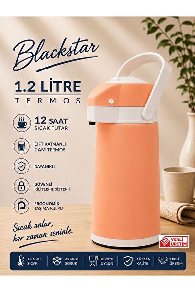 Blackstar 1.2 Litre Su Termosu Çay Termosu Piknik Termosu Turuncu